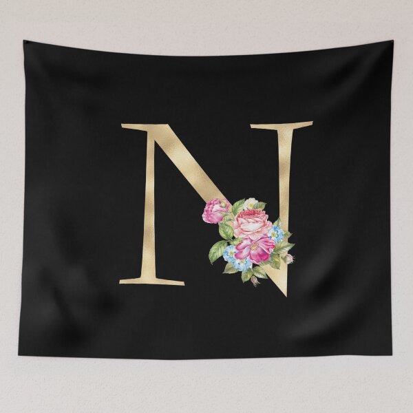 Item preview, Gold Letter N With Garden Flowers | Floral Wedding Letters designed and sold by SerendipityNow.