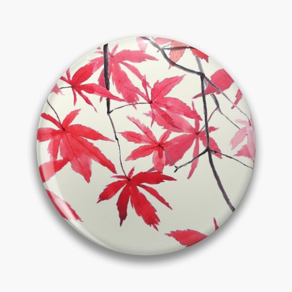 Item preview, red maple leaves watercolor painting designed and sold by ColorandColor.