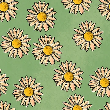 Artwork thumbnail, Green Daisy Springtime Pattern by WriteTheRainbow