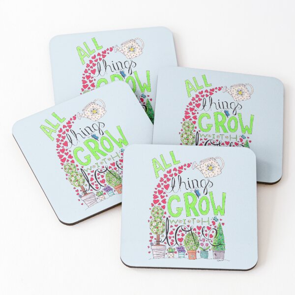 Item preview, All Things Grow With Love Motivational Inspirational Quote designed and sold by LouiseFranksArt.