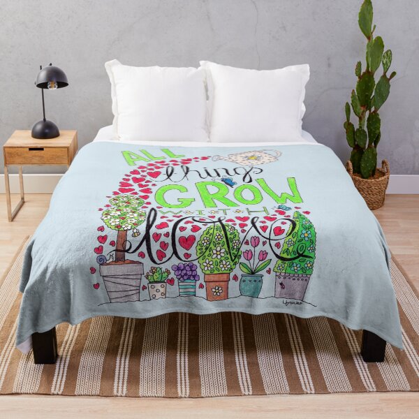 Item preview, All Things Grow With Love Motivational Inspirational Quote designed and sold by LouiseFranksArt.