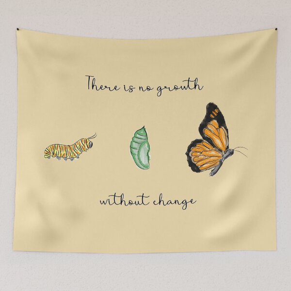 Item preview, Metamorphosis | There is no growth without change | Caterpillar, Chrysalis and Butterfly designed and sold by Lizzamour.