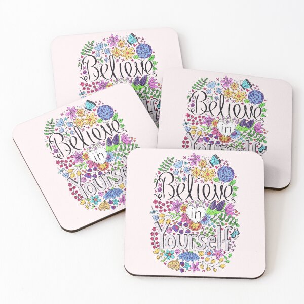 Item preview, Believe In Yourself Floral Inspirational Quote designed and sold by LouiseFranksArt.