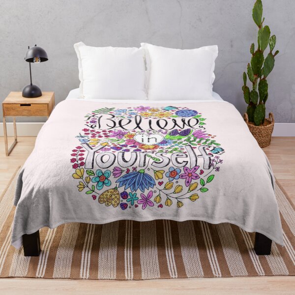 Item preview, Believe In Yourself Floral Inspirational Quote designed and sold by LouiseFranksArt.