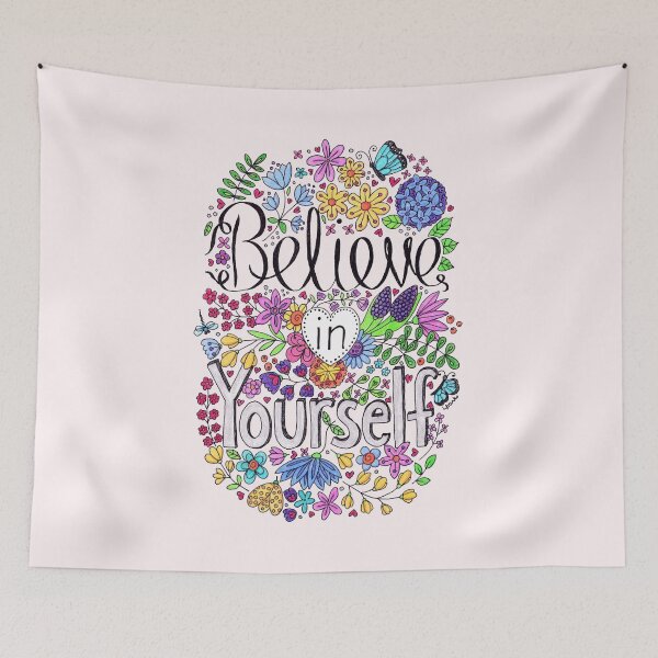 Item preview, Believe In Yourself Floral Inspirational Quote designed and sold by LouiseFranksArt.