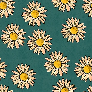 Artwork thumbnail, Teal Daisy Springtime Pattern by WriteTheRainbow