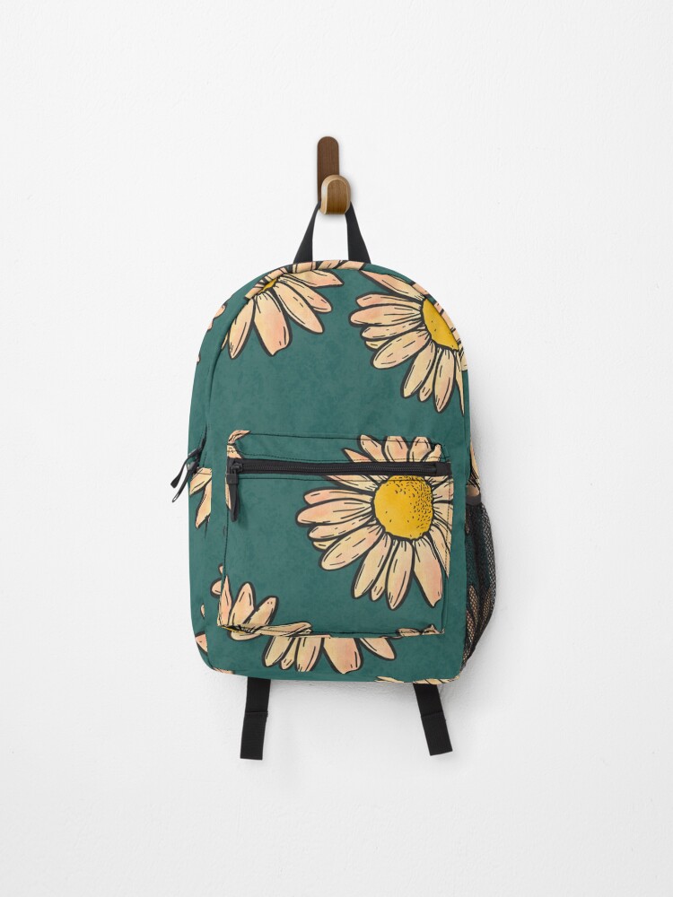 Thumbnail 1 of 3, Backpack, Teal Daisy Springtime Pattern designed and sold by WriteTheRainbow.