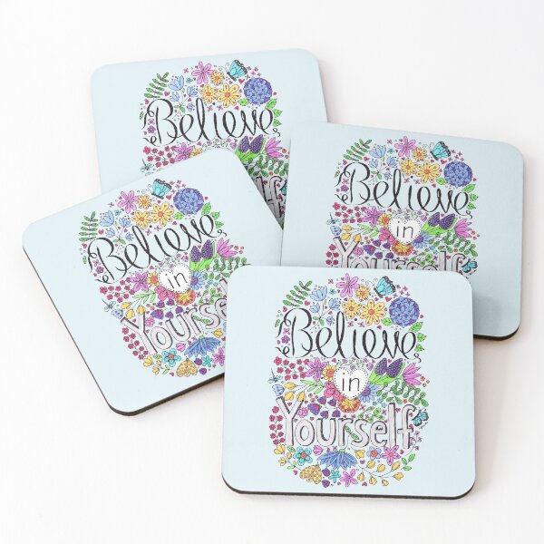 Item preview, Believe In Yourself Floral Inspirational Quote designed and sold by LouiseFranksArt.