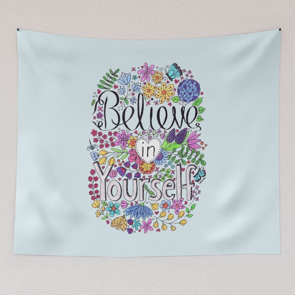 Item preview, Believe In Yourself Floral Inspirational Quote designed and sold by LouiseFranksArt.