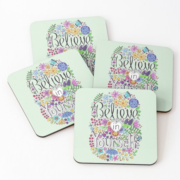 Item preview, Believe In Yourself Floral Inspirational Quote designed and sold by LouiseFranksArt.