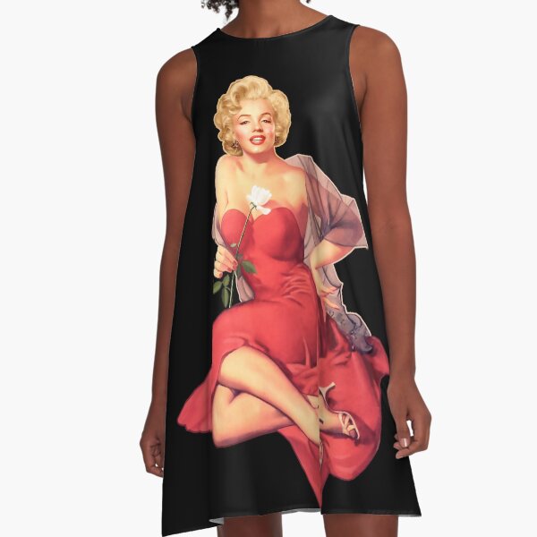 Artikel-Vorschau von Marilyn Monroe elegant in einem roten Kleid, designt und verkauft von EvTheOne.