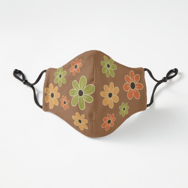 Retro Colors Floral Mask Fitted 3-Layer