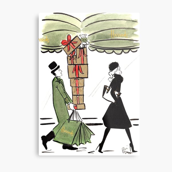 Christmas Shopping at Harrods Metal Print