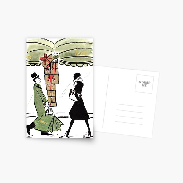 Christmas Shopping at Harrods Postcard