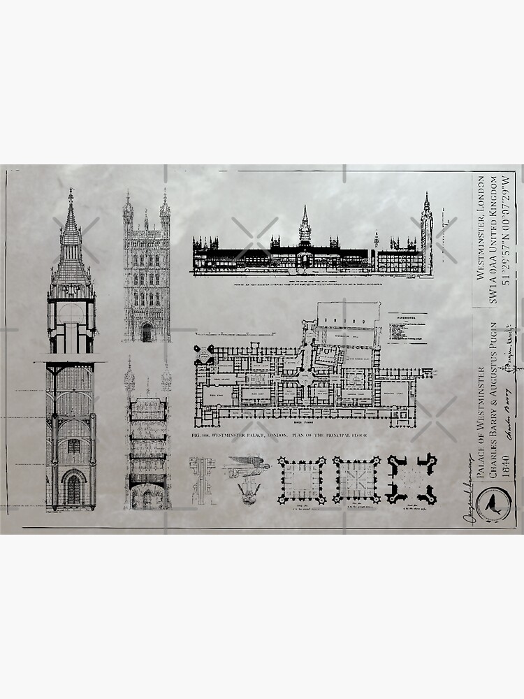 Pegatina «Planos De Arquitectura Del Palacio De Westminster [B]» De ...