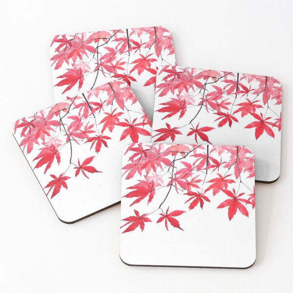 Item preview, red maple leaves watercolor painting 2 designed and sold by ColorandColor.