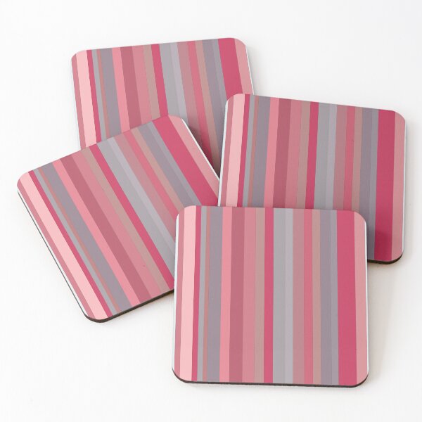 Item preview, Vertical Bayadere Stripes in coral red, mauve, and pruprle gray.  designed and sold by squishyrainbow.