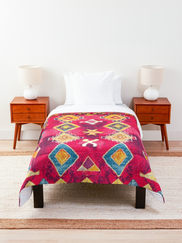 Alternate view of Pink Oriental Bohemian Traditional Moroccan Style Artwork Comforter