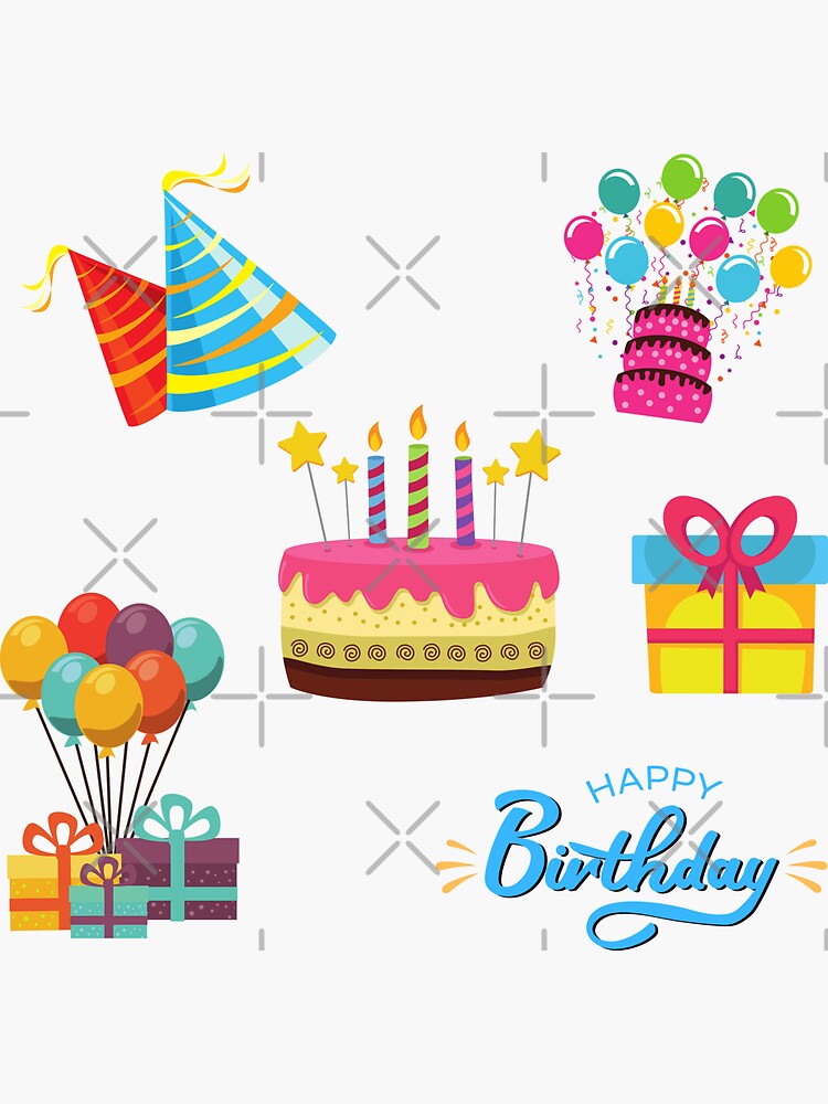 "Happy Birthday Sticker Pack" Sticker for Sale by GoldfishEast Redbubble