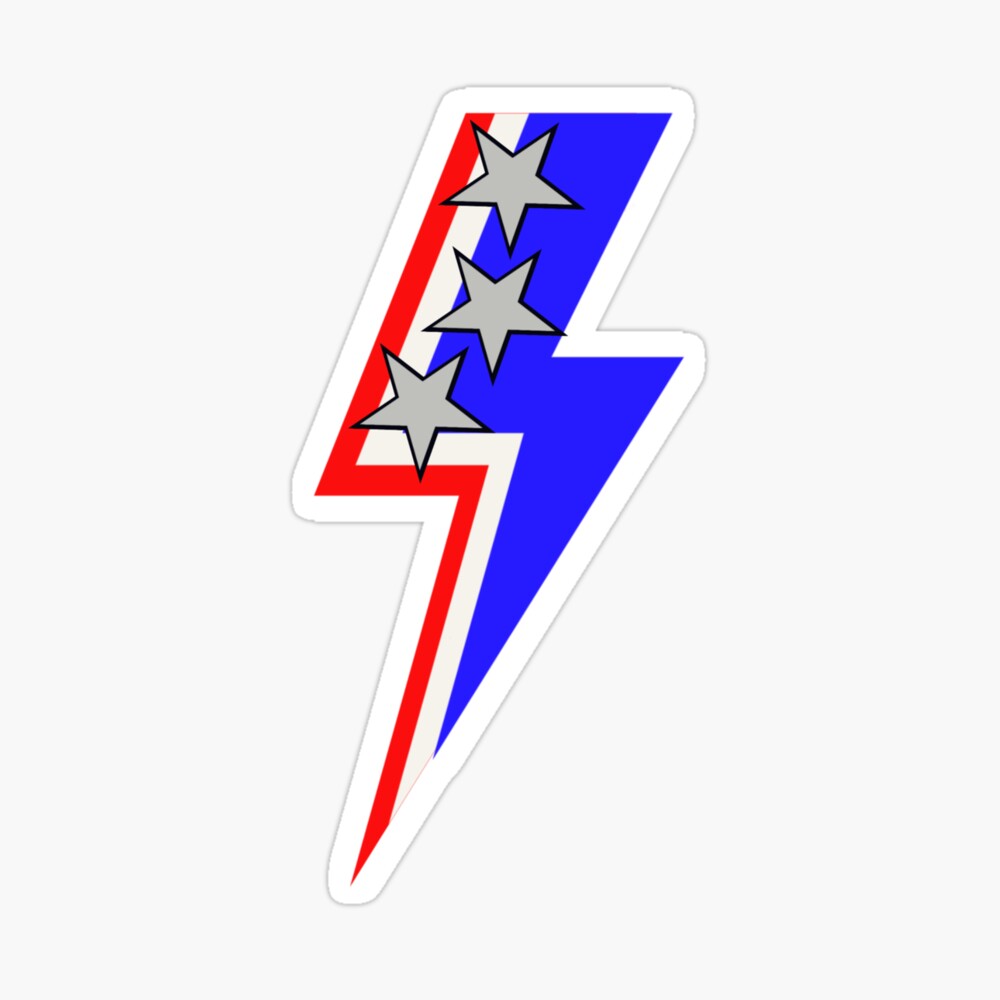 Trendy USA patriotic layered lightning bolt three stars