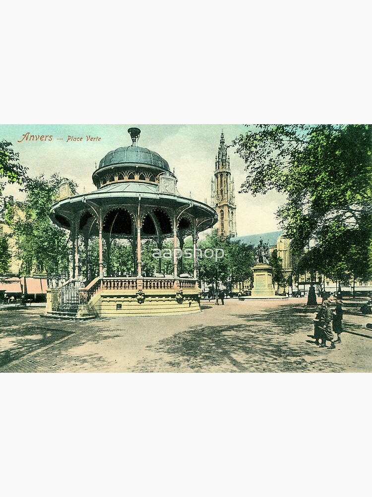 "1890s Antwerpen Groenplaats bandstand Antwerp Cathedral" Art Print by