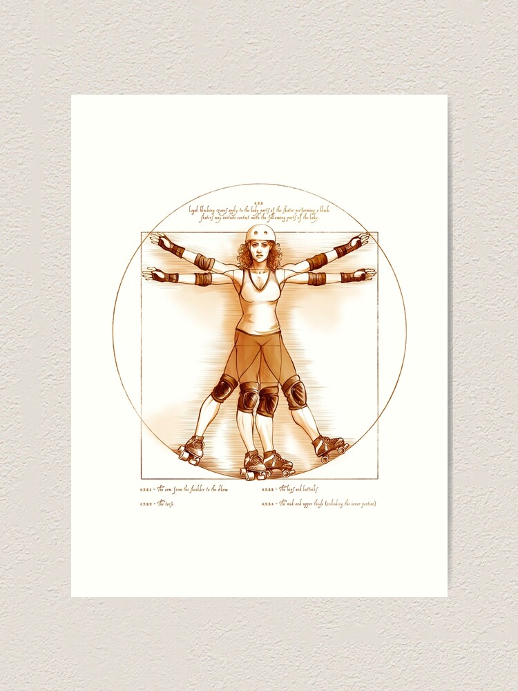 Alternate view of Vitruvian Skater on white only Art Print