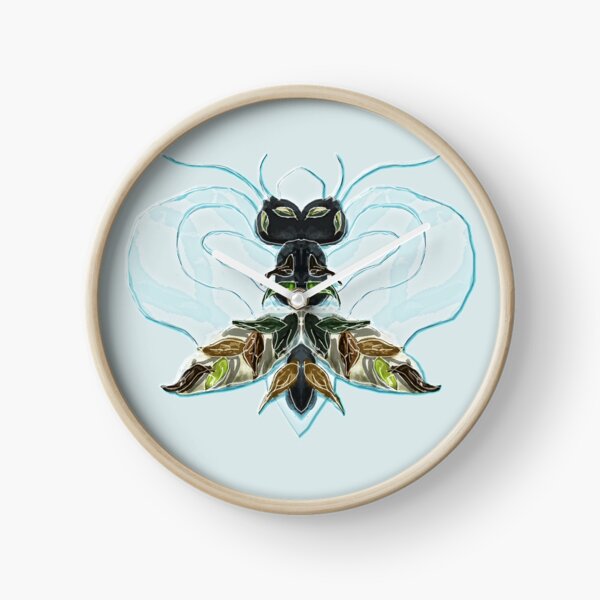 Cute alien insect - on light blue Clock
