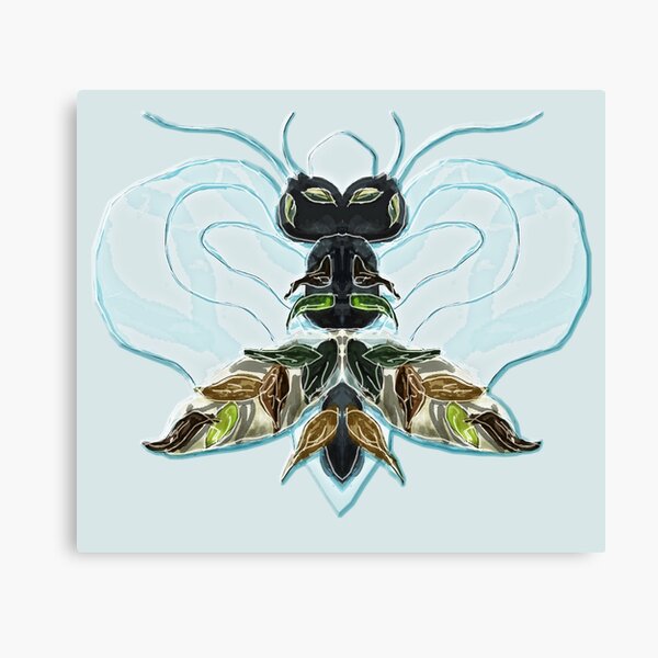 Cute alien insect - on light blue Canvas Print