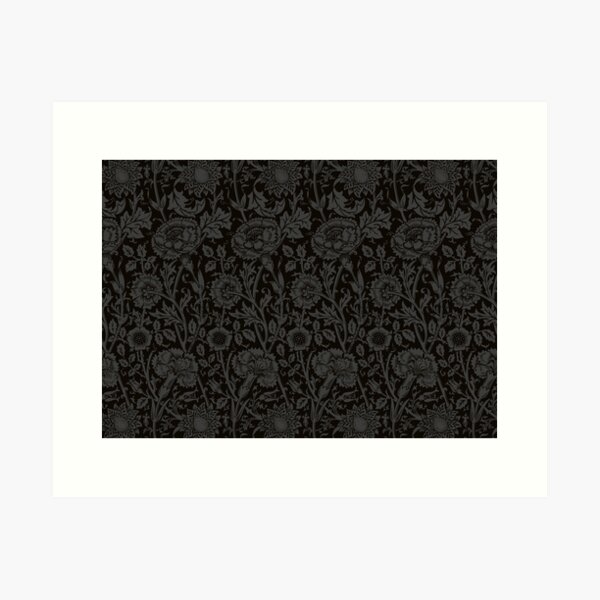 William Morris Carnations | Black and Grey Floral Pattern | Flower Patterns | Vintage Patterns | Classic Patterns | Art Print