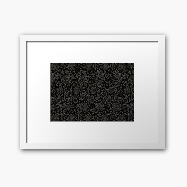 William Morris Carnations | Black and Grey Floral Pattern | Flower Patterns | Vintage Patterns | Classic Patterns | Framed Art Print