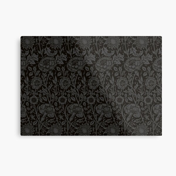 William Morris Carnations | Black and Grey Floral Pattern | Flower Patterns | Vintage Patterns | Classic Patterns | Metal Print