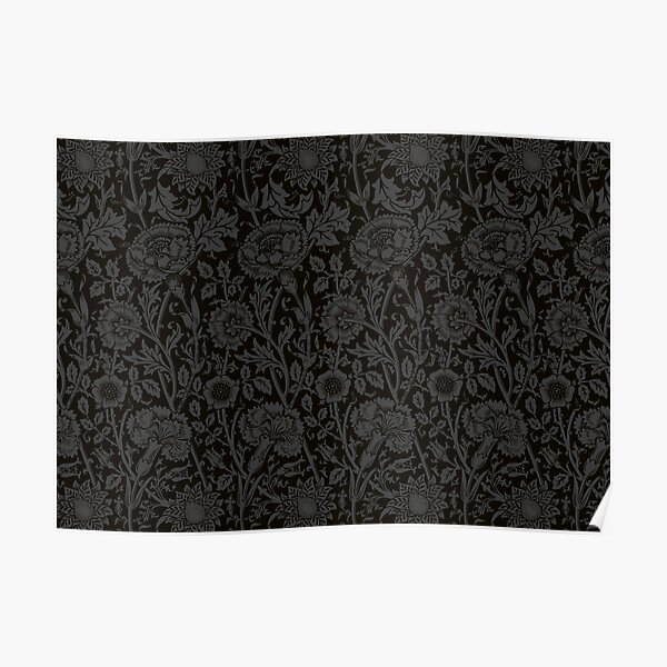 William Morris Carnations | Black and Grey Floral Pattern | Flower Patterns | Vintage Patterns | Classic Patterns | Poster