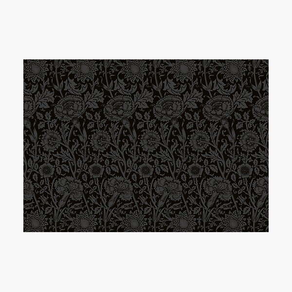 William Morris Carnations | Black and Grey Floral Pattern | Flower Patterns | Vintage Patterns | Classic Patterns | Photographic Print