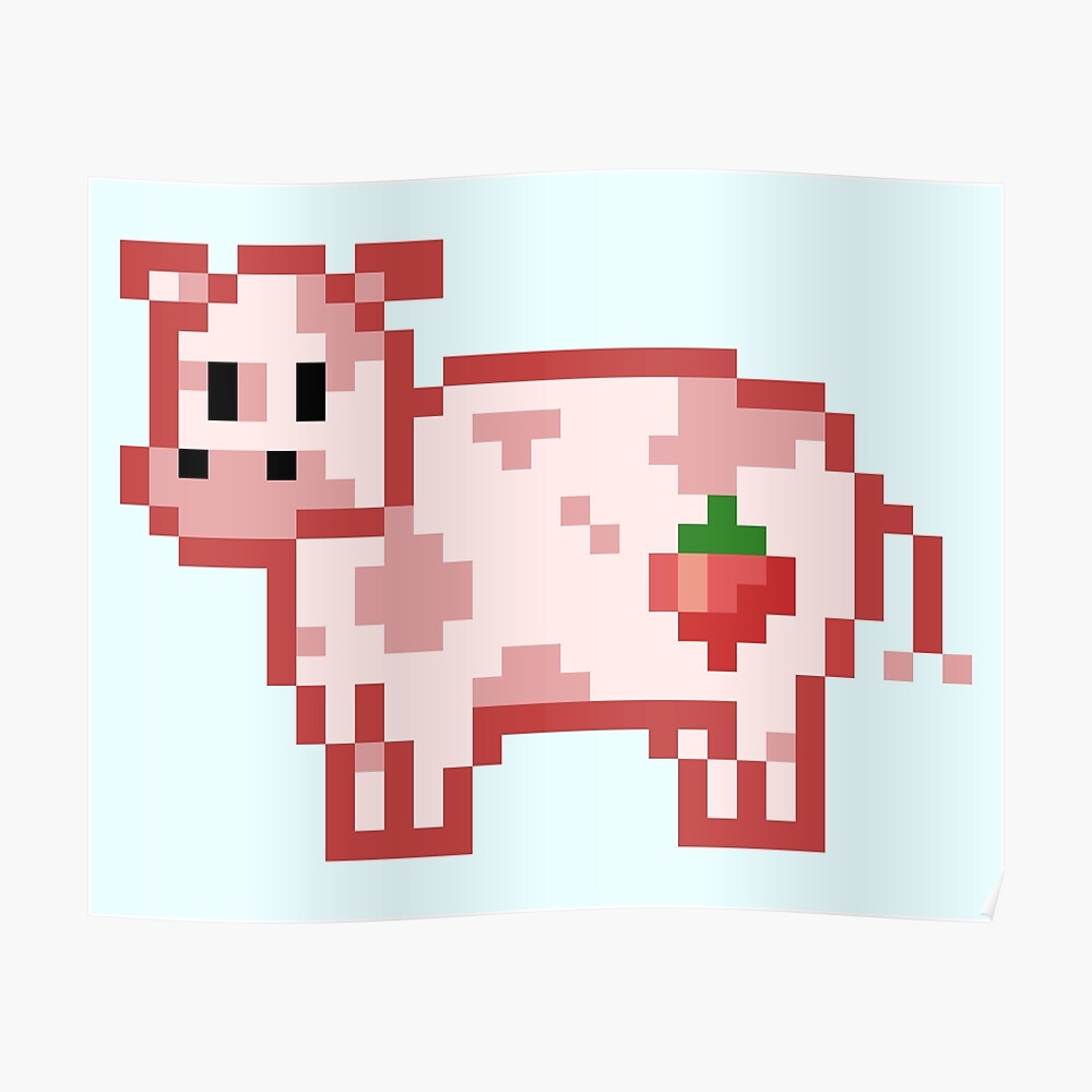 Pixel Art Strawberry Cow\