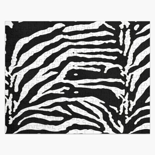 Zebra Skin Camouflage Black and White Pattern Jigsaw Puzzle