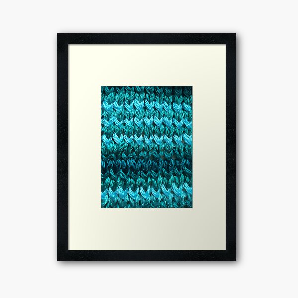 Teal Knit Pattern Framed Art Print