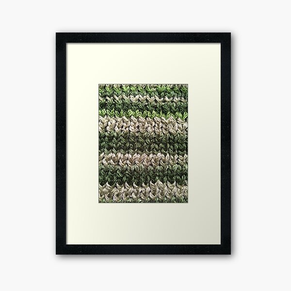 Green Knitted Pattern Framed Art Print