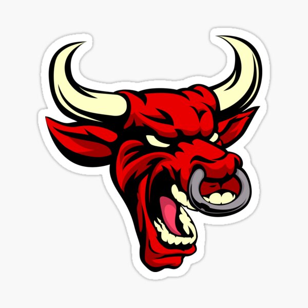 Angry & Scary Red Bull Sticker for Sale by Jana01