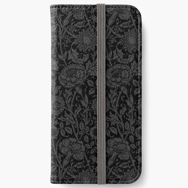 William Morris Carnations | Black and Grey Floral Pattern | Flower Patterns | Vintage Patterns | Classic Patterns | iPhone Wallet