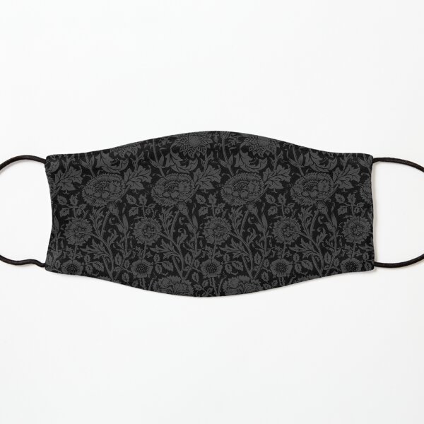 William Morris Carnations | Black and Grey Floral Pattern | Flower Patterns | Vintage Patterns | Classic Patterns | Kids Mask