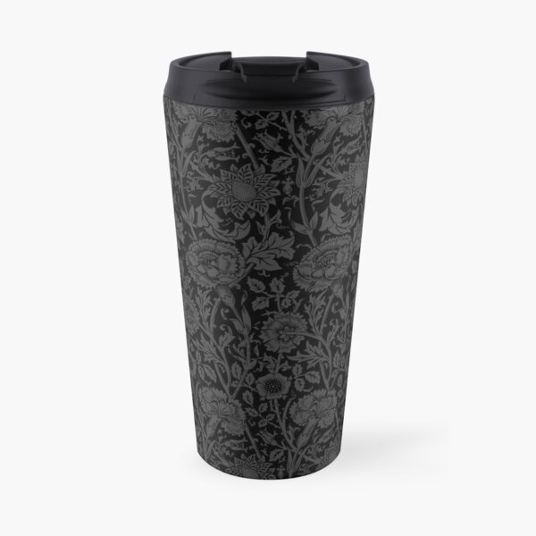William Morris Carnations | Black and Grey Floral Pattern | Flower Patterns | Vintage Patterns | Classic Patterns | Travel Mug