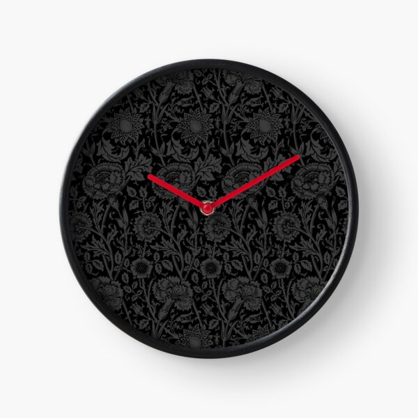 William Morris Carnations | Black and Grey Floral Pattern | Flower Patterns | Vintage Patterns | Classic Patterns | Clock