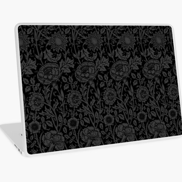 William Morris Carnations | Black and Grey Floral Pattern | Flower Patterns | Vintage Patterns | Classic Patterns | Laptop Skin