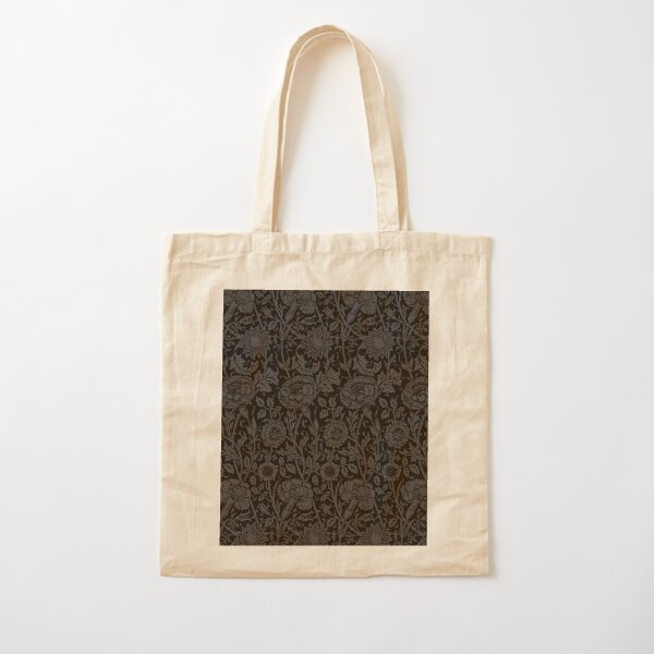 William Morris Carnations | Black and Grey Floral Pattern | Flower Patterns | Vintage Patterns | Classic Patterns | Cotton Tote Bag