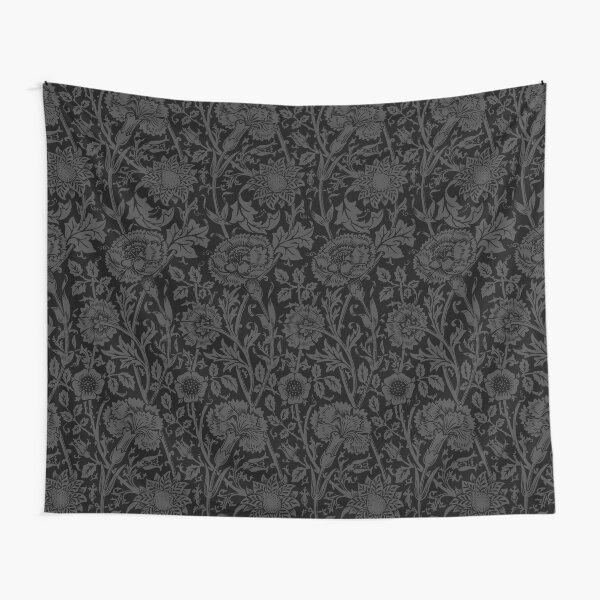 William Morris Carnations | Black and Grey Floral Pattern | Flower Patterns | Vintage Patterns | Classic Patterns | Tapestry