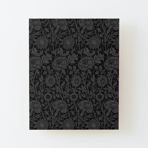 William Morris Carnations | Black and Grey Floral Pattern | Flower Patterns | Vintage Patterns | Classic Patterns | Wood Mounted Print