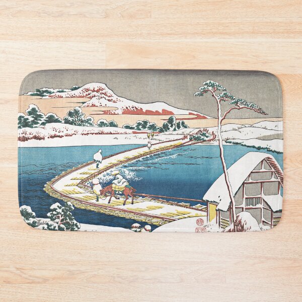 Item preview, Puente de barcos en Sano en la provincia de Kozuke por Katsushika Hokusai designed and sold by Takeda-art.
