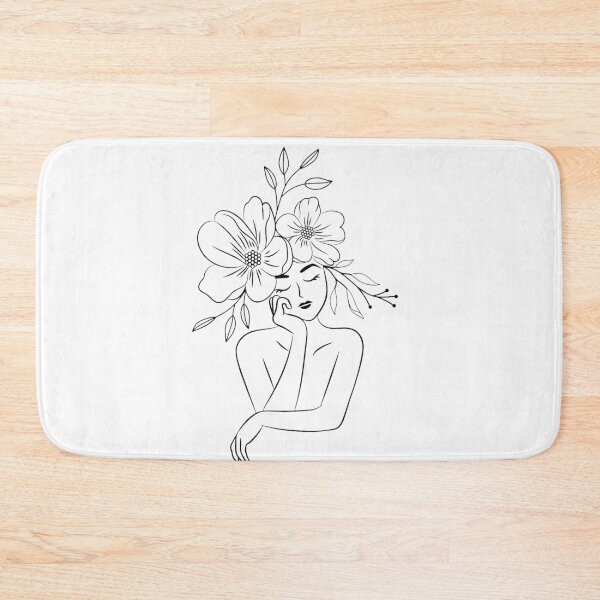 Item preview, Minimal line art girl with flowers designed and sold by synthesizer.