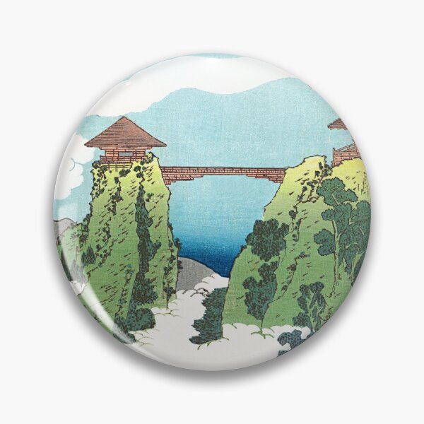 Item preview, The Hanging-cloud Bridge at Mount Gyodo near Ashikaga by Katsushika Hokusai designed and sold by Takeda-art.