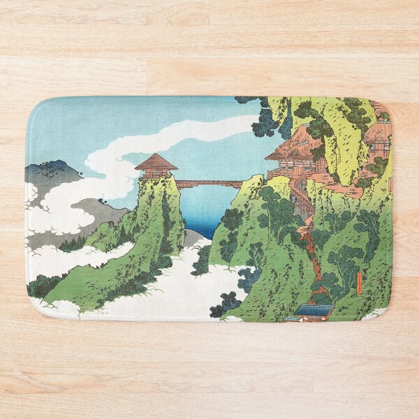Item preview, The Hanging-cloud Bridge at Mount Gyodo near Ashikaga by Katsushika Hokusai designed and sold by Takeda-art.